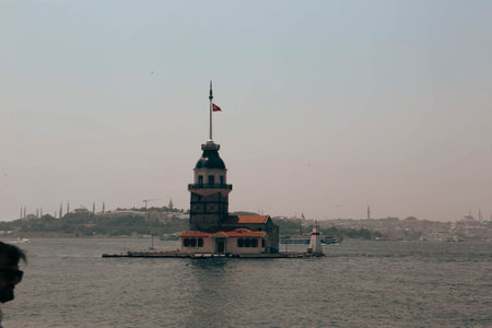 The Maiden's Tower, Istanbul, Turkey; Maiden's Tower also known as Leander's Tower (Tower of Leandros)の写真素材