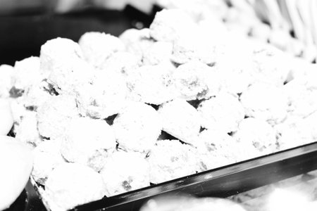 Group of associated cookies. Chocolate chip, oatmeal raisin, white chocolateの写真素材