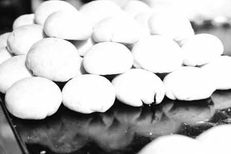 Group of associated cookies. Chocolate chip, oatmeal raisin, white chocolateの写真素材