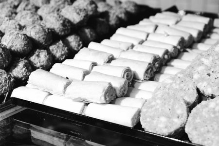 Group of associated cookies. Chocolate chip, oatmeal raisin, white chocolate