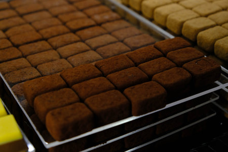 a lot of variety chocolate pralinesの写真素材