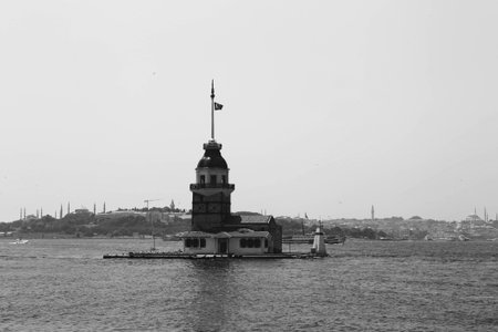 The Maiden's Tower, Istanbul, Turkey; Maiden's Tower also known as Leander's Tower (Tower of Leandros)の写真素材