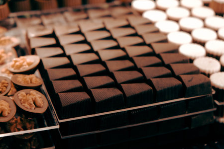 a lot of variety chocolate pralinesの写真素材