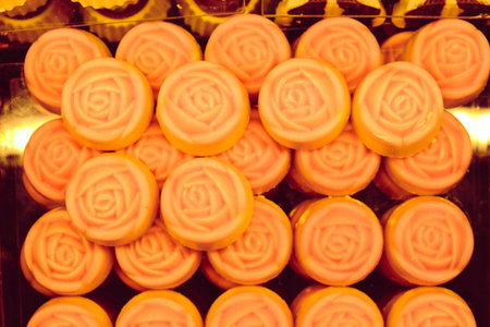 a lot of variety chocolate pralinesの写真素材