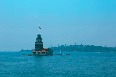 The Maiden's Tower, Istanbul, Turkey; Maiden's Tower also known as Leander's Tower (Tower of Leandros)の写真素材