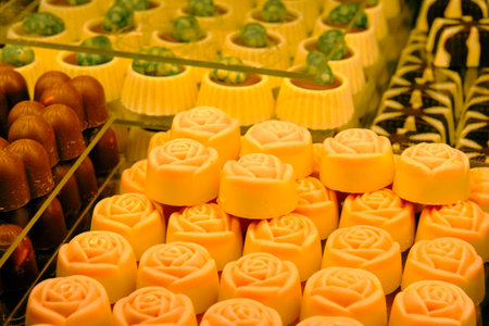 a lot of variety chocolate pralinesの写真素材