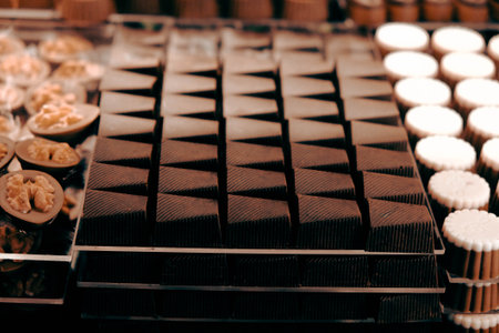 a lot of variety chocolate pralinesの写真素材