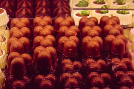 a lot of variety chocolate pralinesの写真素材