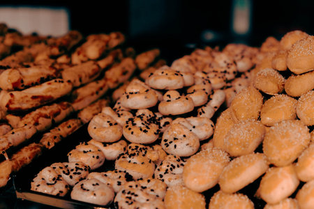 Group of associated cookies. Chocolate chip, oatmeal raisin, white chocolateの写真素材