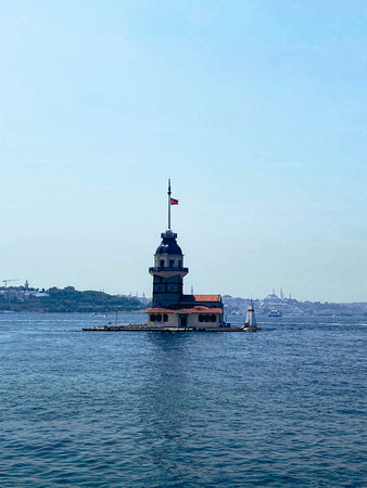 The Maiden's Tower, Istanbul, Turkey; Maiden's Tower also known as Leander's Tower (Tower of Leandros)の写真素材
