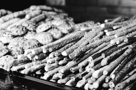 Group of associated cookies. Chocolate chip, oatmeal raisin, white chocolateの写真素材