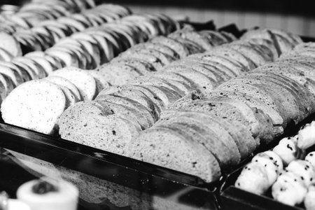 Group of associated cookies. Chocolate chip, oatmeal raisin, white chocolateの写真素材