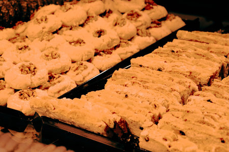 Group of associated cookies. Chocolate chip, oatmeal raisin, white chocolate