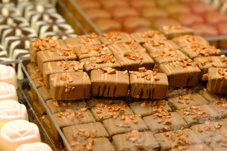 a lot of variety chocolate pralinesの写真素材