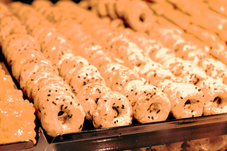 Group of associated cookies. Chocolate chip, oatmeal raisin, white chocolateの写真素材