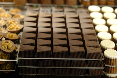a lot of variety chocolate pralinesの写真素材