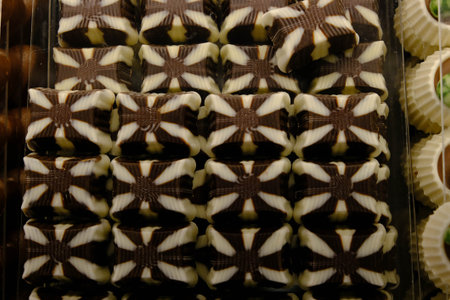 a lot of variety chocolate pralinesの写真素材