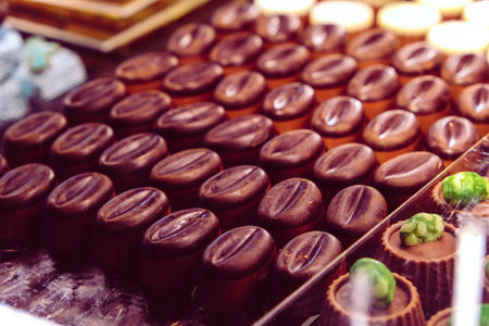 a lot of variety chocolate pralines