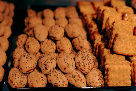 Group of associated cookies. Chocolate chip, oatmeal raisin, white chocolate