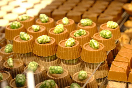 a lot of variety chocolate pralinesの写真素材