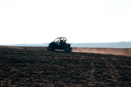 helmet sitting on atv quad bikeの写真素材