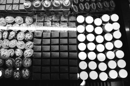 a lot of variety chocolate pralines