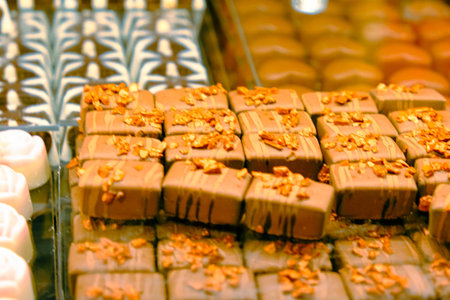 a lot of variety chocolate pralinesの写真素材