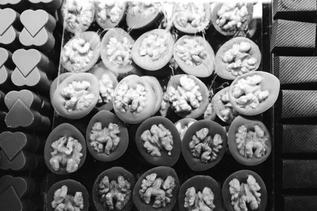 a lot of variety chocolate pralines
