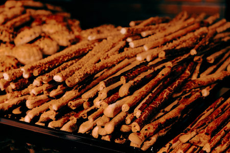 Group of associated cookies. Chocolate chip, oatmeal raisin, white chocolateの写真素材