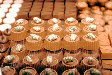 a lot of variety chocolate pralinesの写真素材