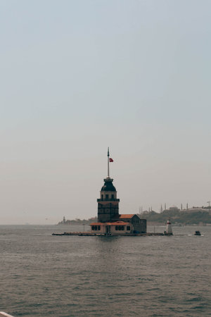 The Maiden's Tower, Istanbul, Turkey; Maiden's Tower also known as Leander's Tower (Tower of Leandros)の写真素材
