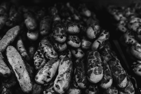 Group of associated cookies. Chocolate chip, oatmeal raisin, white chocolateの写真素材