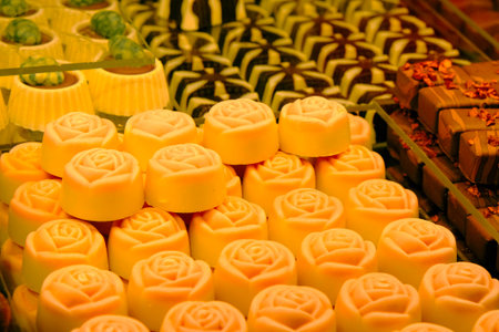 a lot of variety chocolate pralinesの写真素材