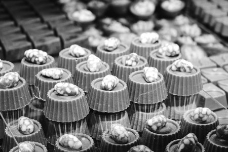 a lot of variety chocolate pralinesの写真素材