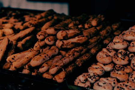 Group of associated cookies. Chocolate chip, oatmeal raisin, white chocolateの写真素材