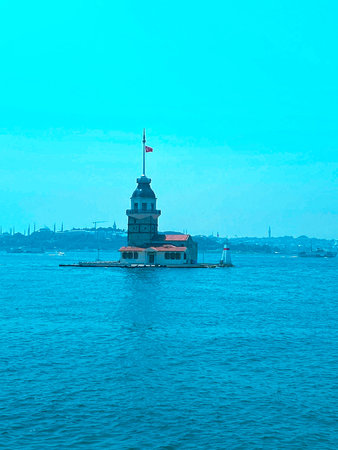 The Maiden's Tower, Istanbul, Turkey; Maiden's Tower also known as Leander's Tower (Tower of Leandros)の写真素材