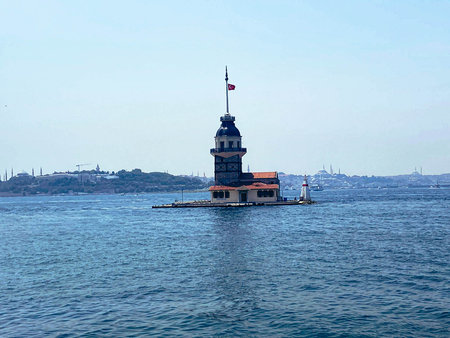 The Maiden's Tower, Istanbul, Turkey; Maiden's Tower also known as Leander's Tower (Tower of Leandros)の写真素材