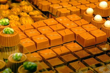 a lot of variety chocolate pralinesの写真素材