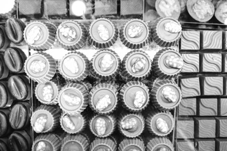 a lot of variety chocolate pralines