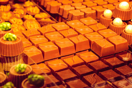 a lot of variety chocolate pralinesの写真素材