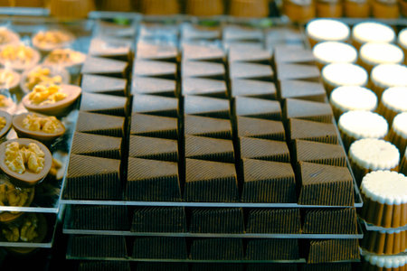a lot of variety chocolate pralinesの写真素材