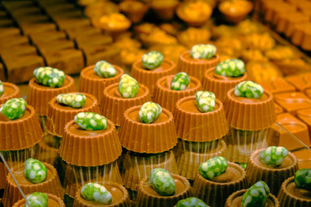 a lot of variety chocolate pralinesの写真素材