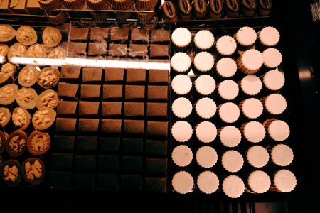 a lot of variety chocolate pralinesの写真素材