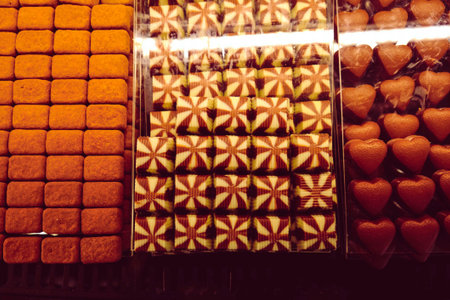 a lot of variety chocolate pralines