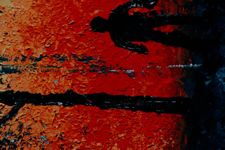 acrylic and oil background Abstract painted brush strokes texture backgroundの写真素材