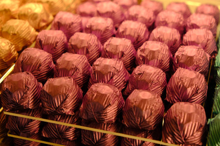 a lot of variety chocolate pralinesの写真素材