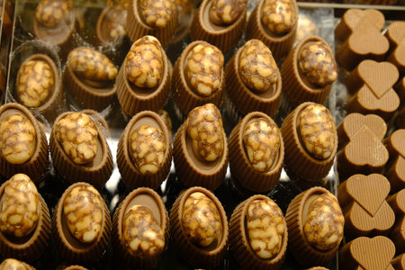 a lot of variety chocolate pralinesの写真素材