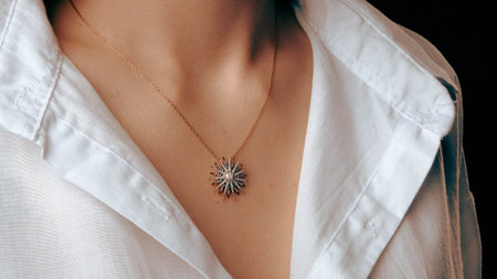 Luxurious Gold and Diamond Jewelry for Anniversary Giftsの写真素材