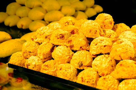 Group of associated cookies. Chocolate chip, oatmeal raisin, white chocolateの写真素材