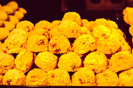 Group of associated cookies. Chocolate chip, oatmeal raisin, white chocolateの写真素材